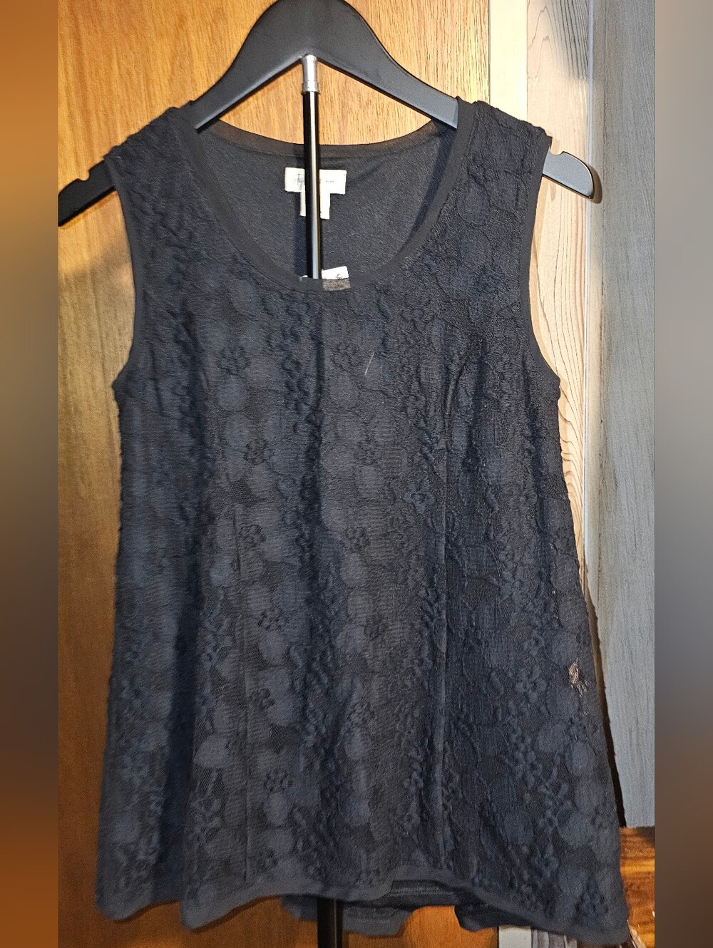 Style & Co. Black Floral Lace Petite Tank Top